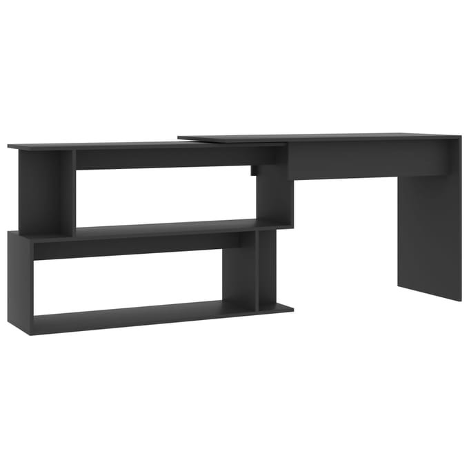 vidaXL - Hoekbureau - 200x50x76 - cm - bewerkt - hout - grijs