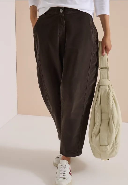 Mid Waist Barrel Leg Hose im Casual Fit