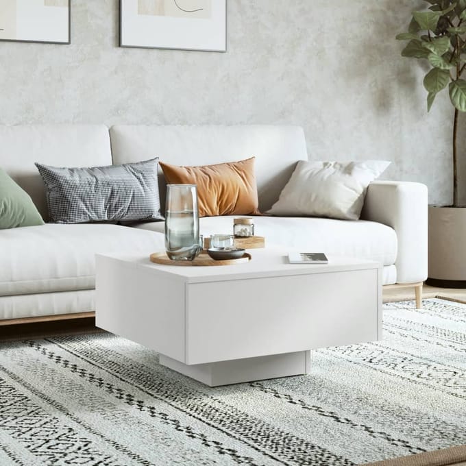 Vidaxl Salontafel, Wit, 60X60X31,5 Cm, Materiaal Houtvezelplaat