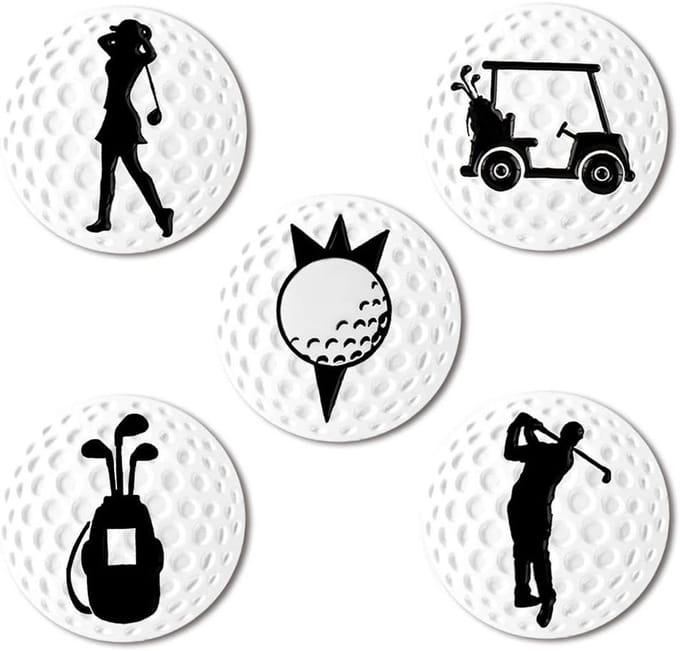 Golfbal Markers - Golf Markeringen - Golfbaan Accessoire - Zachte Emaille - 5 Stuks 24.4MM - Diverse