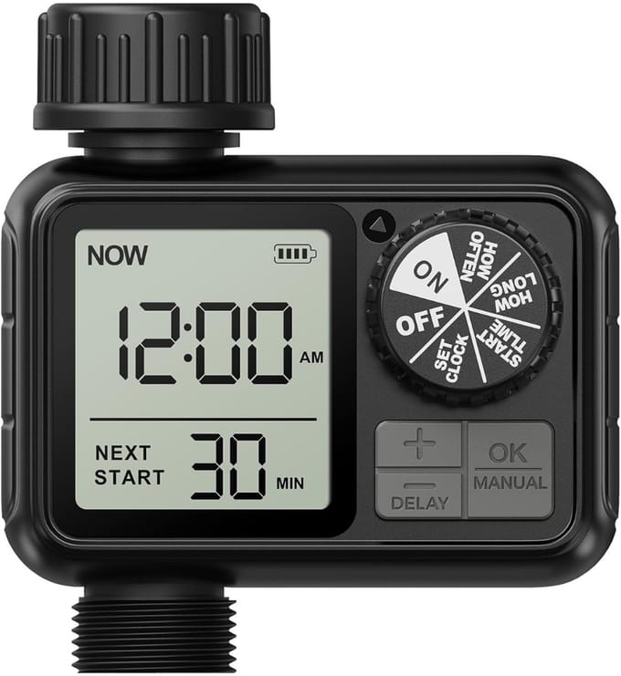 HEZIVO® Beregeningscomputer - Watertimer - Irrigatietimer- Met Regenvertraging - LCD-display - Automatische en Handmatige Modus