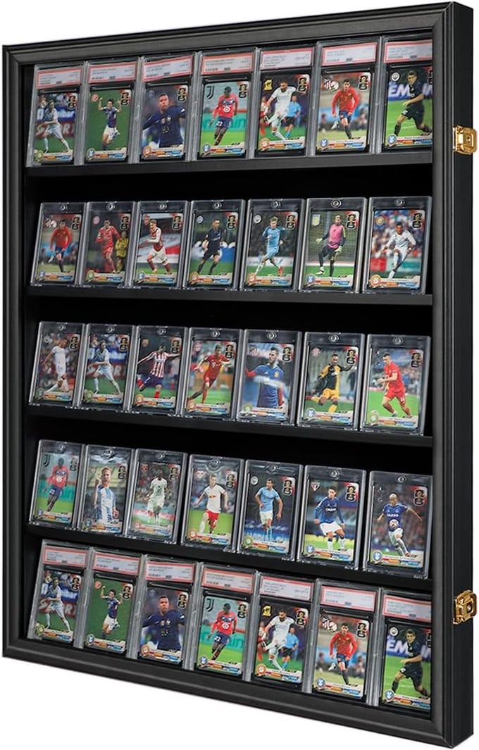Display Case voor 35 Sportkaarten met UV-bescherming - Wandmontage en Elegant Ontwerp