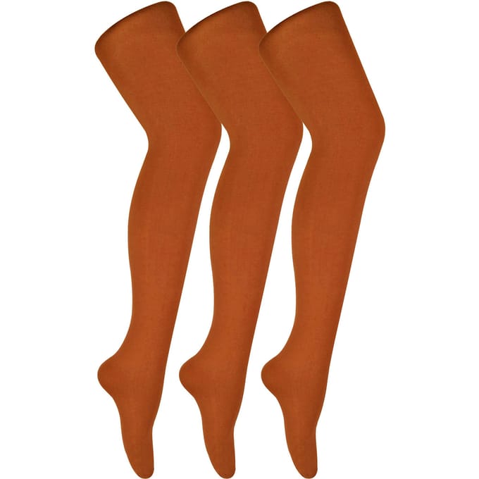 3 paar dames gekleurde ondoorzichtige 80 denier panty's - Pottenbakkersklei