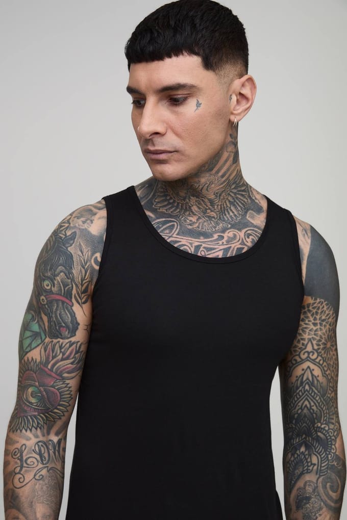 Tall Essential Muscle Fit Vest | Black | Size Medium