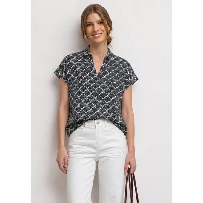 Blouseshirt met overhemdkraag en elastische zoom