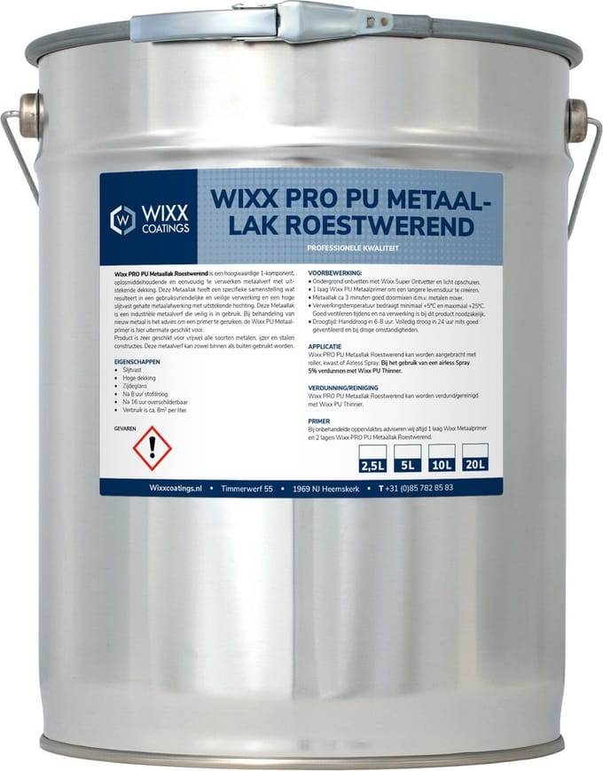 Wixx PRO PU Metaallak Roestwerend - 5L - RAL 9010 | Zuiver Wit