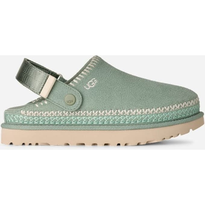 UGG® Goldenstar Meadow Accent Clog in Artichoke, Size 3, Suede/Polyester