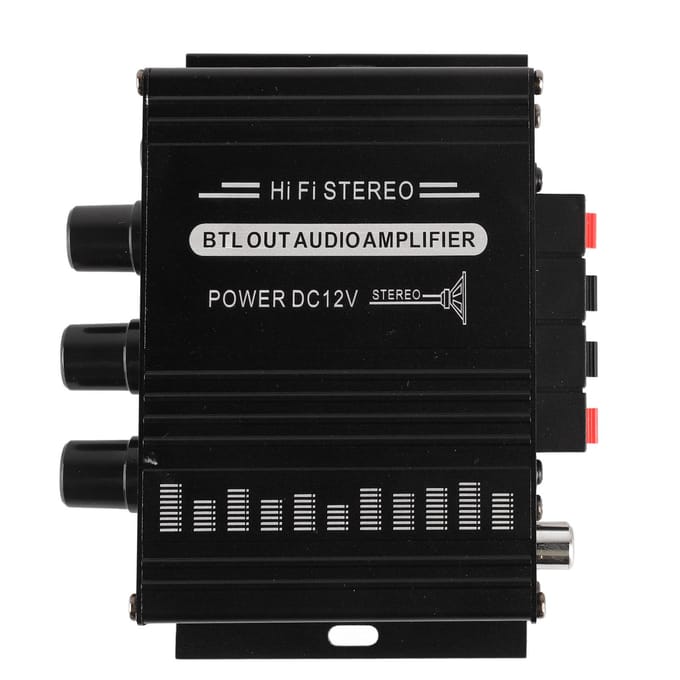 Stereoversterker 12V Draagbaar Heldere Geluidskwaliteit Mini Versterker voor Auto Motorfiets Thuis AK270 black