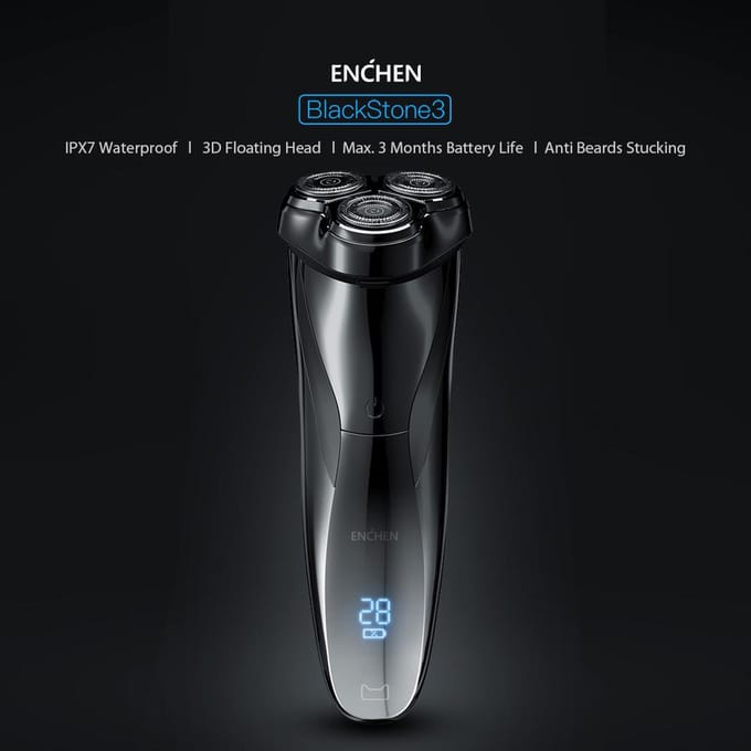 Enchen BlackStone 3 Elektrisch scheerapparaat 3D Triple Floating Blade Heads Scheren Scheermessen Mannen Gezichtsbaardtrimmer USB Oplaadbare Machine Black black
