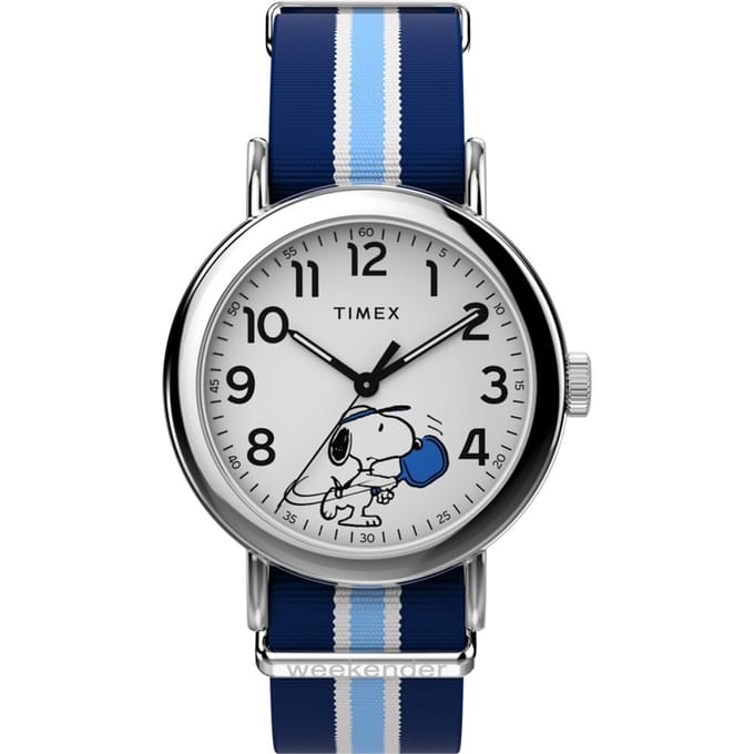 Timex Peanuts Weekender Pickleball TW2Y50600 Horloge - Textiel - Blauw - Ø 37 mm