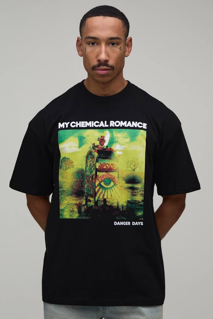 Oversized My Chemical Romance Licentie Print T-shirt | Black | Size Medium
