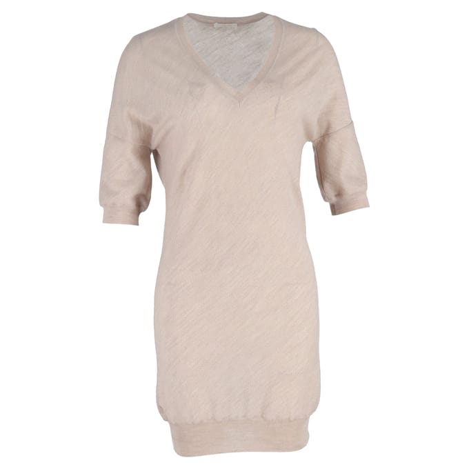 Chloé mini-jurk met V-hals in beige linnen
