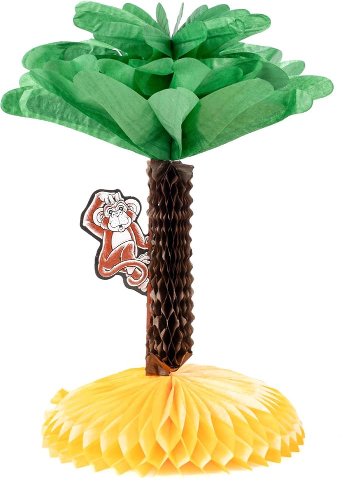 360 DEGREES - Hawaiiaans papieren palmboom tafelstuk 33 cm met aap