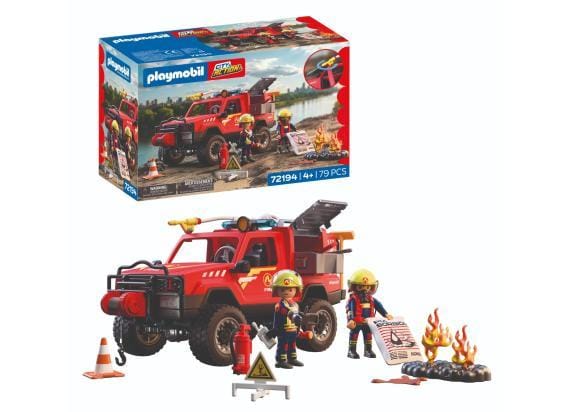 Playmobil City Action brandweer pick-up terreinwagen met watersproeifunctie.