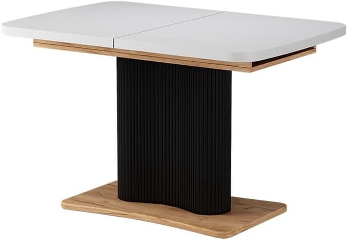 Uitschuifbare Eettafel 120x80 cm - Mooi Eikenblad met Gouden Accent - Modern en Compact