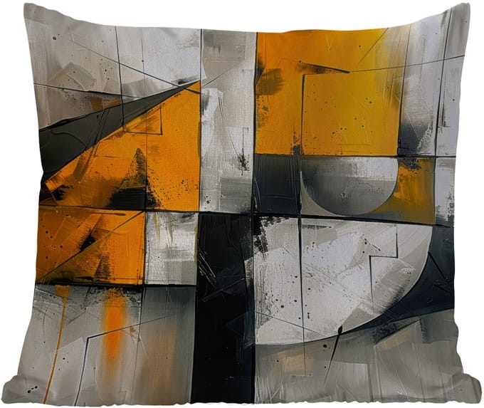 Buitenkussen Weerbestendig - Geel - Abstract - Modern - Vormen - 50x50 cm