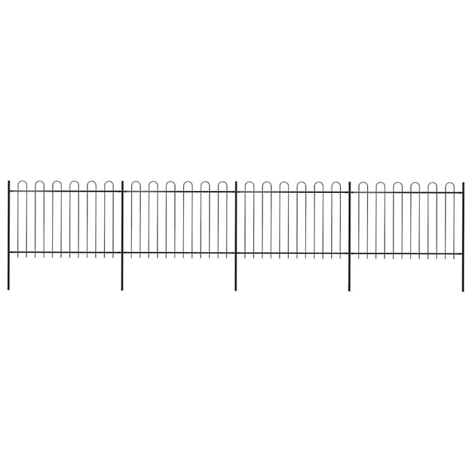vidaXL - Tuinhek - met - ringtop - staal - 671x120 - cm - zwart