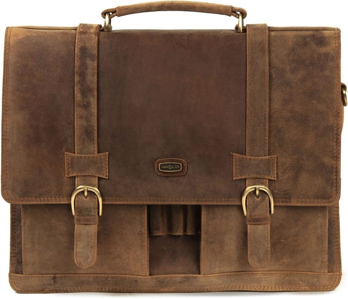 HAROLD'S Leren business tas aktetas Antic Briefcase Nature bruine
