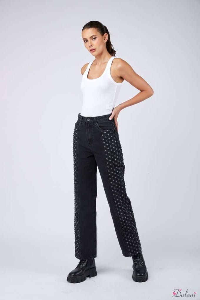 Broek Toxik3 met hoge taille recht model zwart