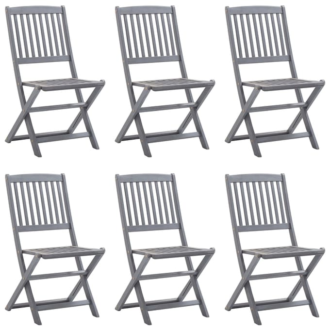 vidaXL - Inklapbare - stoelen - 6 - st - met - kussens - massief - acaciahout