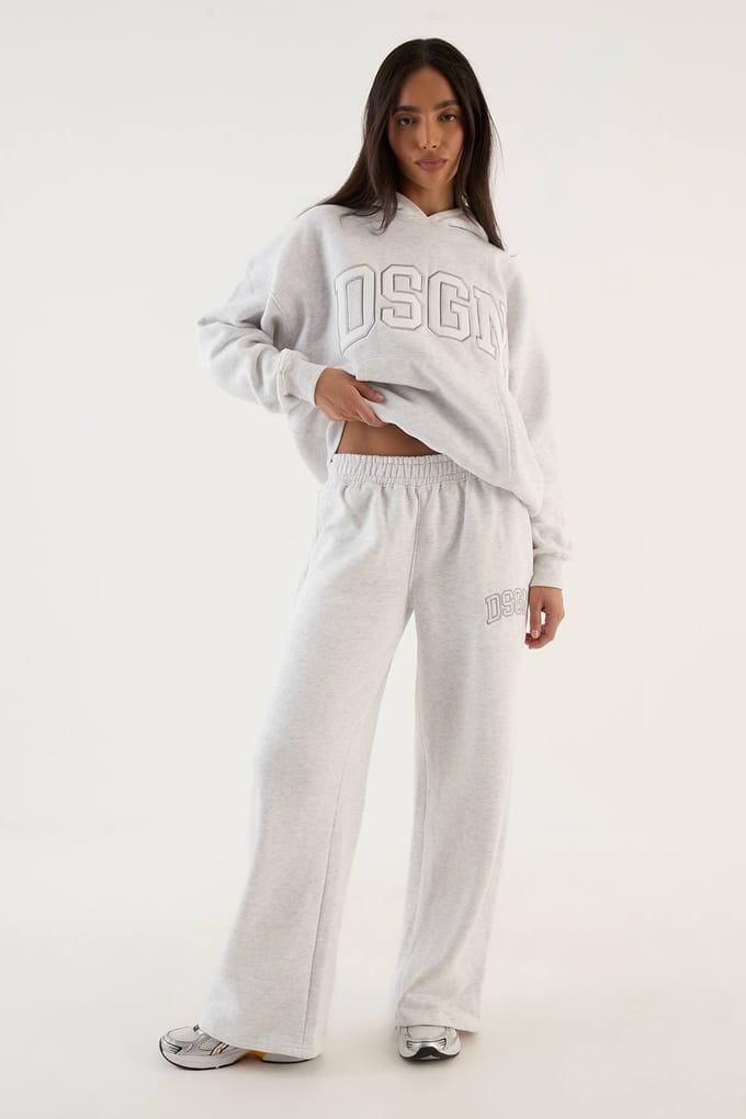 Dames Dsgn Studio Collegiate Applique Rechte Pijp Joggingbroek | Asgrijs | Maat: Medium