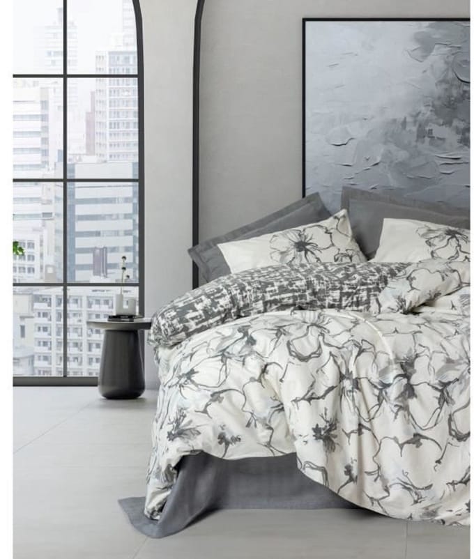 Parure de lit - 1 housse de couette 220 x 240 cm + 2 taies d'oreiller 60 x 60 cm - 100% coton renforcé - Anthracite