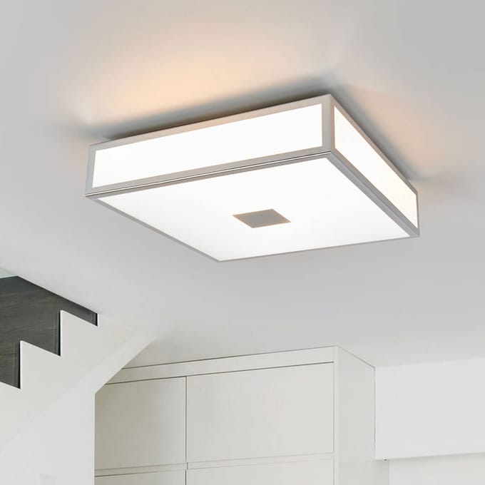 Lindby - Plafondlamp badkamer - 2lichts - Acryl, metaal - H: 8 cm - E27 - opaalwit, chroom