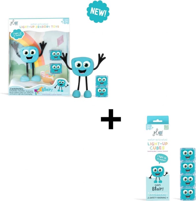 Glo Pals Blair VOORDEEL SET - Light up cubes - Character + light up cubes - blauw