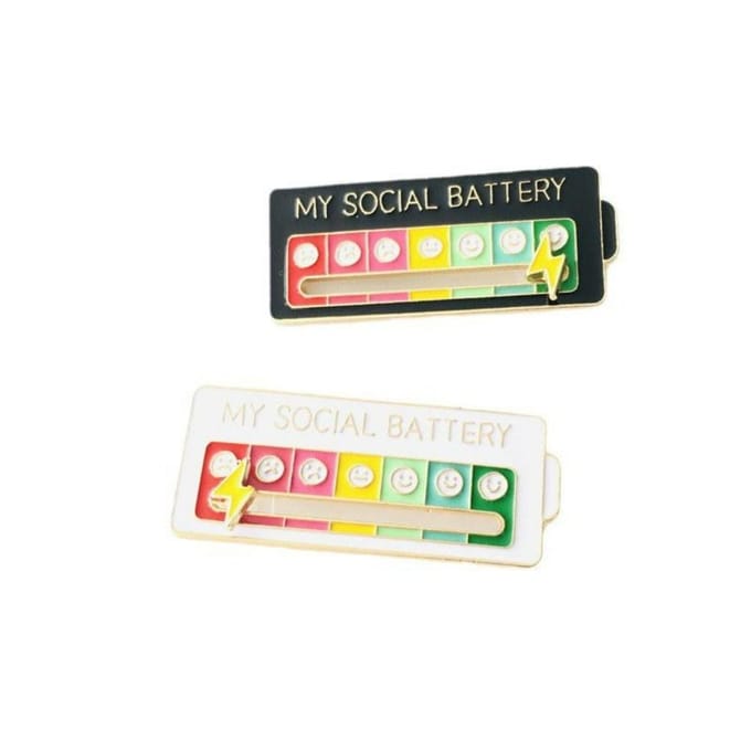 Creatieve brochespeld Galvaniseren Geometrische draagbare kledingaccessoires Mijn sociale batterij brochespelden wit