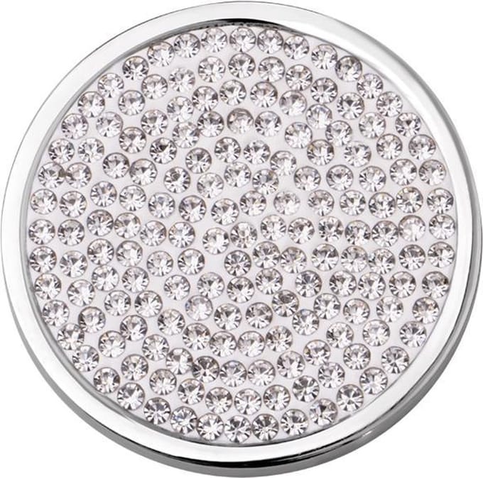 Quiges - Munthouder Munt 25mm RVS met Zirkonia Wit - EPRS062