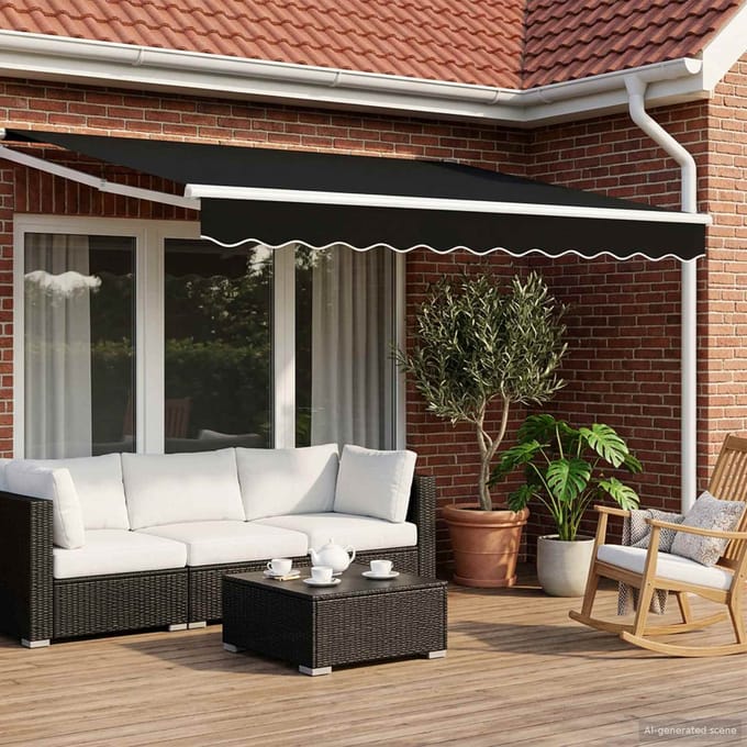 vidaXL - Elektrisch - Uitschuifbare - Zonneluifel - Zwart - 3 - x - 2,5 - m
