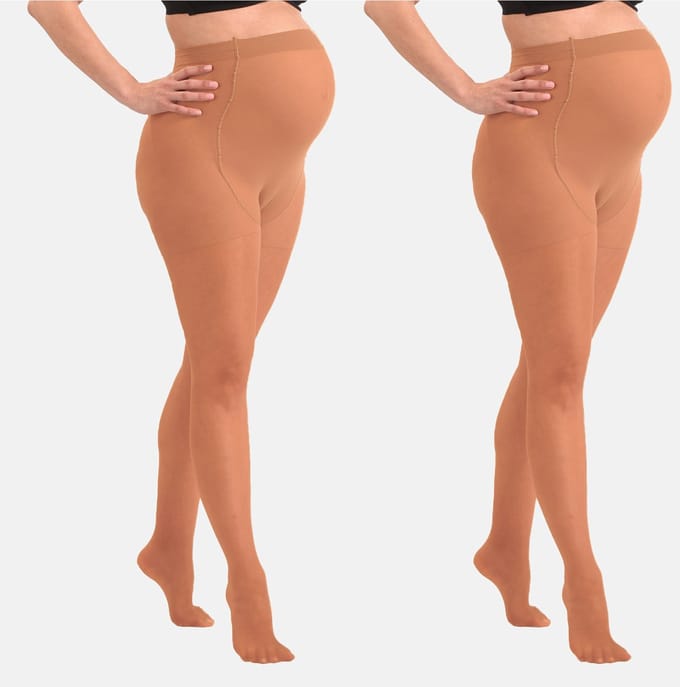Mamsy - 2-Pack Half-Sheer Zwangerschapspanty 40den - Naturel - M