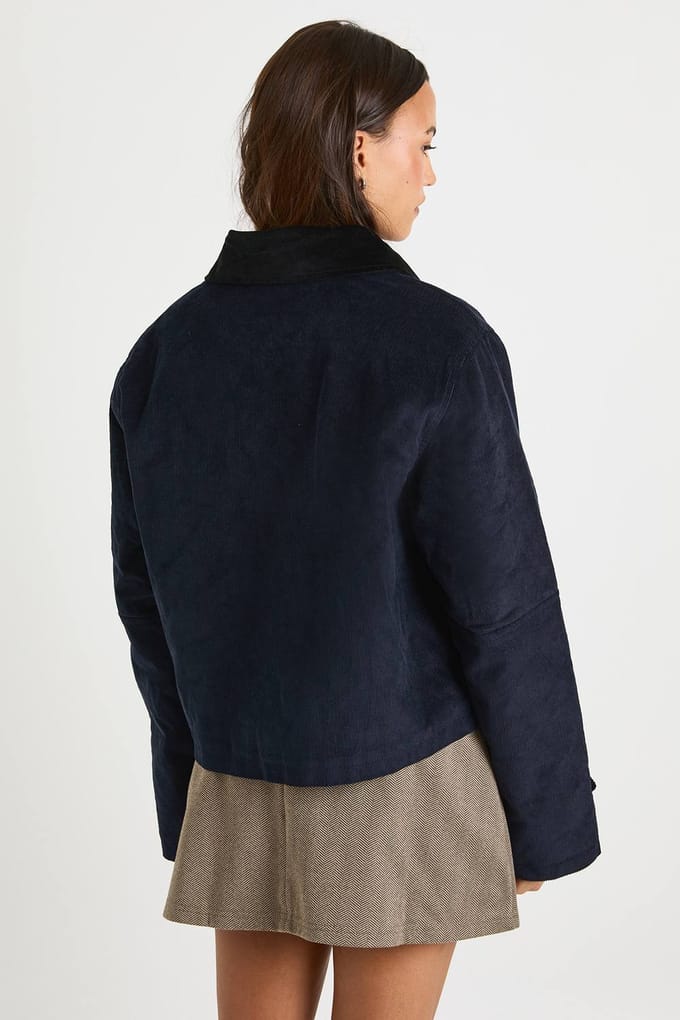 boohoo Dames Corduuryojasje met contrasterende kraag | Marineblauw | Maat: 42