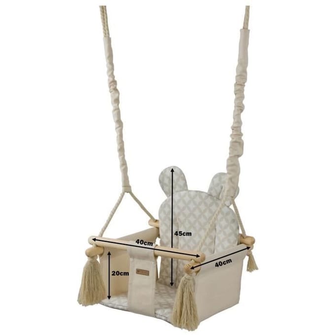 Babyschommel - babyschommel - met oren - max 20 kg - crème, crème beige