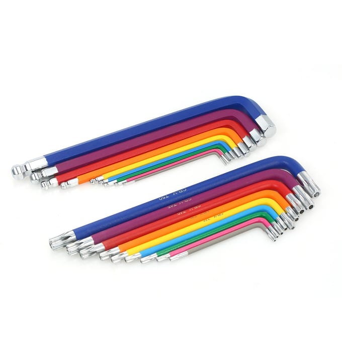 18PCS Multicolour L-sleutelset Metrisch Ster Lange Arm Bal Einde Inbussleutelset Chroom Vanadium Staal Torx Key Set