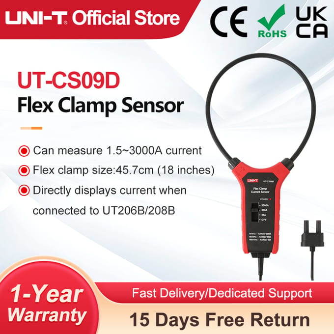 UNI-T UT-CS09D 3000A Ac Stroom Flexibele Stroomtang Flex Klem Sensor Amperemeter Frequentie Meter UT206B UT208B Toepassing