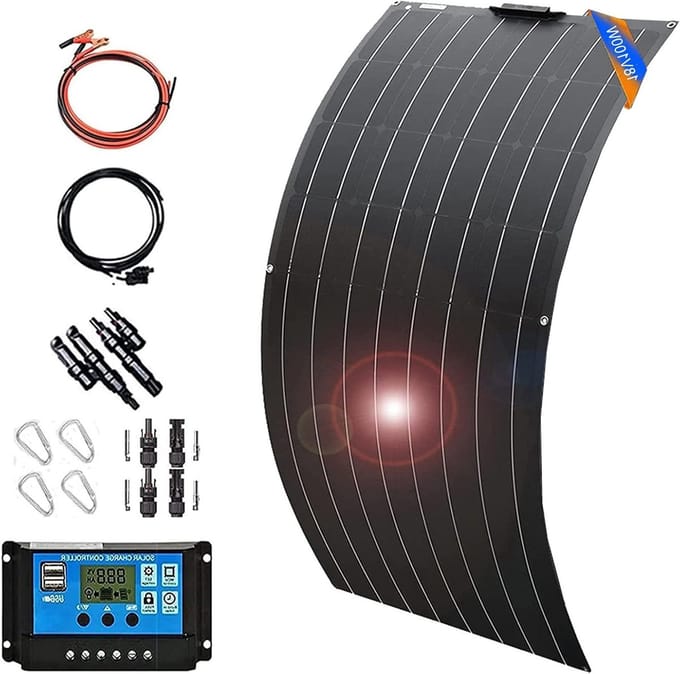 Flexibel Zonnepaneel - Draagbare Energie - Off-Grid Stroom - Hoge Conversie - 100W - Zwart