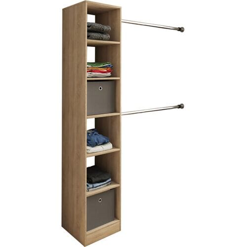 Houten open garderobekast inloop kledingrek schuin dak plank Dacho lll