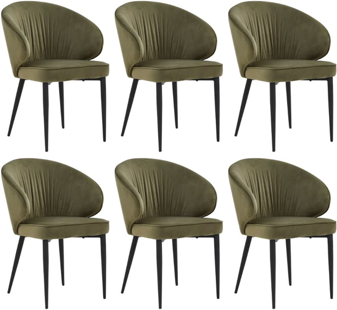 Colenis® - Ruby Eetkamerstoel - Set Van 6 - Groen - Velvet - Fabb - Design