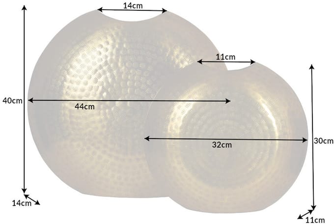 Elegante vazen set van 2 ORIENTAL 44cm goud in hamerslagpatroon - 41543