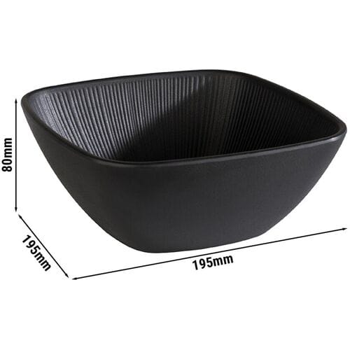 GGM Gastro (6 Stück) Schale - NERO - Melamin - 1,5 Liter - eckig - Schwarz