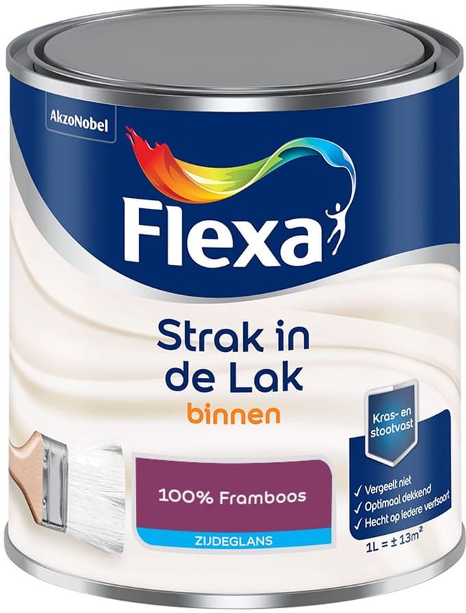 Flexa - Strak In De Lak Binnenlak Zijdeglans - 100% Framboos - Mengverf - 1 L