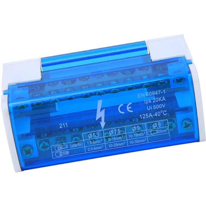 Eindverdeeldoos Din Rail 2 Niveaus Enkelfasig met Transparante Stofkap 211