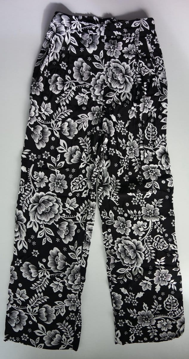 Vanilia Straight Flower Broek - Zwart/ Wit - Maat 34