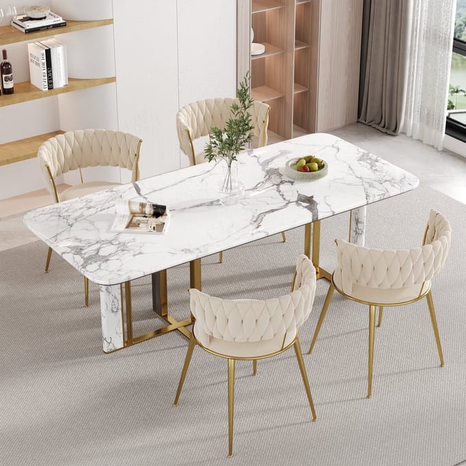 MODFU - Set Van 2 Eetkamerstoelen - Fluwelen Bekleding En Open Rugleuning - Modern - Eetkamer - Metaal - Ivoor