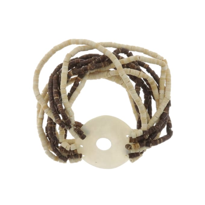 Behave - Armband - hout schelp - beige bruin - boho stijl - nikkelvrij