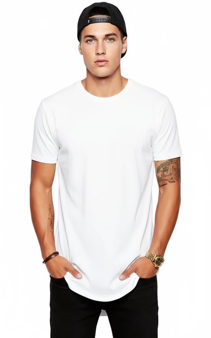 Longsize Shirt - Extra Lang - Heren - Oversized - Aansluitend - T-shirt - Wit