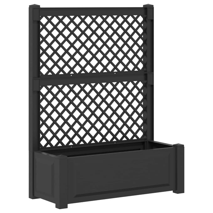 vidaXL - Grote - plantenbak - met - trellis - PP - Antraciet