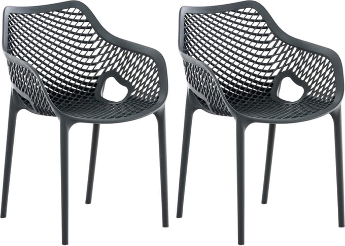 CLP Air Set van 2 Tuinstoelen - Stapelbaar - UV-lichtbestendig - Waterafstotend - donkergrijs