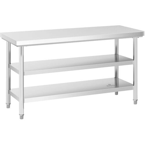 RVS werktafel - ECO - 150 x 60 cm - 500 kg - tussenplank - Royal Catering RCWT-150X60-3L-E